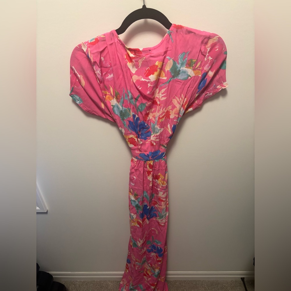 Pink Floral Wrap Dress